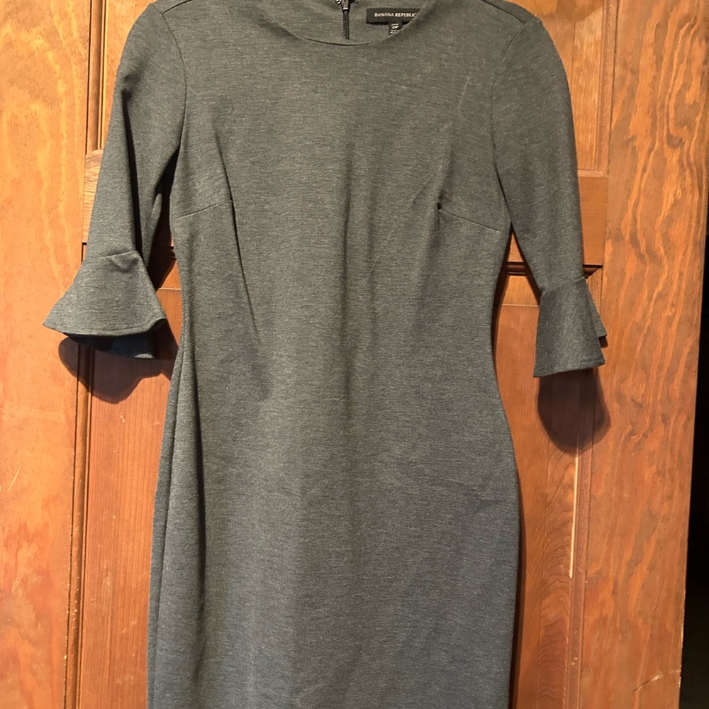 Gray Ruffle Sleeve Dress